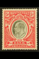 7110 1903 KEVII 5s Black And Scarlet, Wmk Crown CC, SG 23, Very Fine Lightly Hinged Mint. For More Images, Please Visit - Montserrat