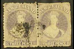 7206 1862-64 3d Brown- Lilac Perf 13, Wmk Large Star, SG 74, Used HORIZONTAL PAIR With Perf Damage To The Right- Hand St - Other & Unclassified