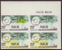 7280 1975 20c Tourist Hotel Issues, SG 197, IMPERF PROOF Marginal Block Of 4, Superb Never Hinged Mint (1 Block Of 4) Fo - Niue