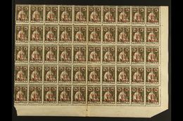 7434 TIMOR 1919 2avos On ½a Brown Olive Charity Tax, SG C228 (Afinsa 1), BLOCK OF 50 (10x5) From The Low Right Corner Of - Other & Unclassified