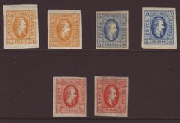 7469 1865 2p Orange X2 (one Signed Brun, The Other On Laid Paper), 5p Blue X2 Different Shades, Plus 20p Red X2 Differen - Other & Unclassified