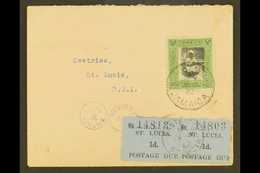 7510 1932 (30 June) Cover From Jamaica To Castries Bearing ½d+½d Child Welfare Tied By Cross Road Cds, Alongside "T / JA - St.Lucia (...-1978)