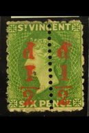7522 1881 ½d On Half 6d Bright Green, Variety "unsevered Pair", SG 33a, Fine Mint. Ex Jaffe Collection. For More Images, - St.Vincent (...-1979)
