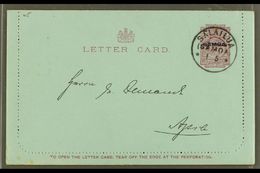 7543 1916 One Penny Dull Claret On Blue (note Along Bottom 94mm Long) LETTER CARD, H&G 1a, Very Fine With Unstuck Margin - Samoa