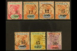 7594 1893 Surcharges Set, SG 15/21, Fine Used. (7) For More Images, Please Visit Http://www.sandafayre.com/itemdetails.a - Seychelles (...-1976)