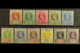 7595 1903 KEVII Crown CA Watermark Set, SG 46/56, Mostly Fine Mint, 75c With Hinge Thin. (11 Stamps) For More Images, Pl - Seychelles (...-1976)