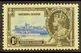 7605 1935 1d Ultramarine & Grey-black Jubilee With LIGHTNING CONDUCTOR Variety, SG 181c, Fine Never Hinged Mint, Fresh. - Sierra Leone (...-1960)