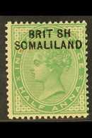 7614 1903 ½a Yellow-green With Opt At Top Of Stamp With "BRIT SH" Variety, SG 1a, Mint, Small Red Red Mark On Surface. F - Somaliland (Protectorate ...-1959)