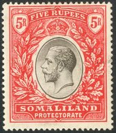 7622 1912-19 5r Black And Scarlet, SG 72, Fine Mint. For More Images, Please Visit Http://www.sandafayre.com/itemdetails - Somaliland (Protectorate ...-1959)