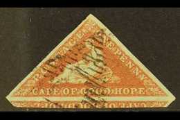 7667 CAPE OF GOOD HOPE 1853 1d Brick Red On Lightly Blued Paper, SG 3, Very Fine Used, 3 Margins Showing Large Portion O - Unclassified