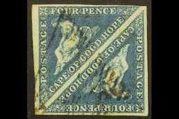 7673 CAPE OF GOOD HOPE 1855-63 4d Deep Blue/white Paper, SG 6, Lightly Used "Tete Beche" Pair With 4 Margins For More Im - Unclassified