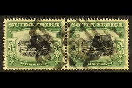 7760 1927-30 5s Black & Green, Group III Perf.14x13½ Up, SG 38a, Used Horizontal Pair Wit "WDK" Parcel Cancel Mark, Cat. - Unclassified