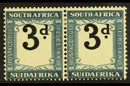 7813 POSTAGE DUE VARIETY 1932-42 3d Black & Prussian Blue, Pair With VALUE SHIFTED UPWARDS (touching Frame At Top), SG D - Unclassified