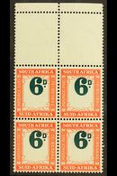 7815 POSTAGE DUE VARIETY 1950-8 6d Green & Bright Orange, Block Of 4 With VALUE SHIFTED UPWARDS, Touches Frame At Top, S - Unclassified