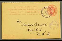 7836 1917 (21 Aug) 1d + 1d KEVII Cape Complete Reply Card To Karibib Cancelled By Superb "KLEIN WINDHUK" Rubber Cds Pmk - South West Africa (1923-1990)