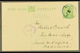 7838 1917 (28 Jul) ½d Union Postal Card To Keetmanshoop Cancelled By A Very Fine "HATSAMAS" Blue- Grey Rubber Cds, Putze - South West Africa (1923-1990)