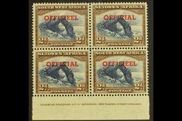 7852 OFFICIAL 1951-2 2d TRANSPOSED OVERPRINTS In An Imprint Block Of Four, SG O26a, Top Pair Lightly Hinged, Lower Pair - South West Africa (1923-1990)