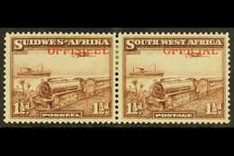 7853 OFFICIALS 1945-50 1½d Ovpt Shifted Top Right SG O20 (SACC 20b), Very Fine Mint Pair. For More Images, Please Visit - South West Africa (1923-1990)