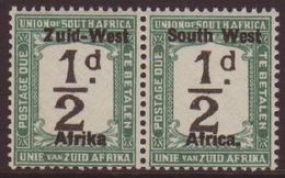 7855 POSTAGE DUE 1923 ½d Black And Green, Horizontal Pair Including "Afrika" Without Stop Variety, SG D6d, Very Fine Nev - South West Africa (1923-1990)