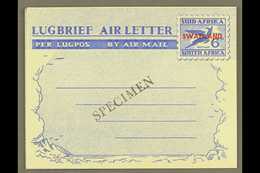 7926 1951 "SPECIMEN" AIR LETTER 6d Ultramarine On Pale Greenish White, Afrikaans First, H&G 13, Kessler 15s, Locally App - Swaziland (...-1967)