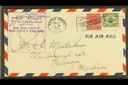 8062 1928 FIRST FLIGHT COVER (July 17th) Battle Creek To Karlamazoo Bearing 8c Air Mail (Scott C4) & 2c Valley Forge Tie - Other & Unclassified