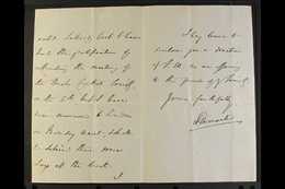 8135 BENJAMIN DISRAELI 1851 (Oct 2nd) Private Letter On Watermarked Paper (written At Hugenden Manor). Interesting Conte - Other & Unclassified