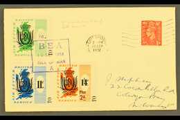 8166 1951 B.E.A. AIR LETTER LOCAL SURCHARGES 1951 (10 Sept) Cover From Isle Of Man To Colwyn Bay Bearing B.E.A. 6d, 11d - Other & Unclassified