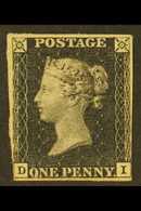 8186 1840 1d Black 'DI' Plate 8, SG 2, Mint With Large Part Original Gum, Virtually 4 Margins - Just Brushing At Lower R - Unclassified