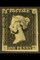 8188 1840 1d Black 'CE' Plate 6, SG 2, Used With 4 Small To Large Margins And Neat Black MC Cancellation. For More Image - Unclassified