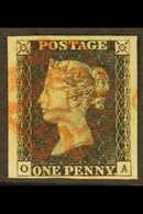 8192 1840 1d Black Plate 6, "OA", With Four Good To Large Margins And Neat Red Maltese Cross. For More Images, Please Vi - Unclassified