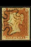 8214 1841 1d Red-brown 'TK' From "black Plate" 2, SG 7, Used With 4 Margins And Neat Black Maltese Cross Postmark. For M - Other & Unclassified