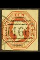 8227 1847-54 10d Brown Embossed, SG 57, An Attractive Square Cut Example Clear Of Frame Lines All Round, Neat Upright "4 - Other & Unclassified