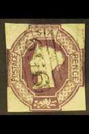 8230 1847-54 6d Mauve Embossed, SG 58, Attractive With Square Cut Margins, Only Just Touching Frame, Neat "959" Cancel. - Other & Unclassified