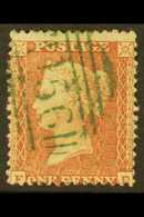 8237 1855 1d Red- Brown On Blued Perf 14, Wmk LC, SG 29, Used With Crisp BRIGHT GREEN Numeral Cancellation For More Imag - Other & Unclassified