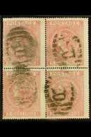 8265 1867 5s Rose, SG 126, Plate 1, BLOCK OF FOUR Used With Registered Cancels. With RPS Certificate. A Rare Multiple! F - Other & Unclassified