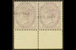 8284 1881 1d Lilac (16 Dots) Handstamped "SPECIMEN" (SG Type 9), SG 172s, Never Hinged Mint PAIR With Sheet Margin At Ba - Other & Unclassified