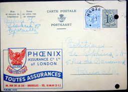 BELGIQUE CARTE POSTALE PUBLICITAIRE ILLUSTREE ASSURANCES PHOENIX  ENTIER POSTAL 1973 CACHETS  FLAMME - Collections & Lots