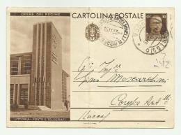 CARTOLINA INTERO  POSTALE - OPERE DEL REGIME  LITTROIA POSTE E TELEGRAFI  1933   VIAGGIATA FG ( PIEGA AL CENTRO ) - Entero Postal