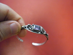 BRACELET ANCIEN En ARGENT 925/1000 Avec Poinçon Et Pierre Améthiste Mauve - Armbanden