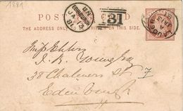 25512. Entero Postal LAUDER (England) 1881. To Edinburgh, Gride 131 - Storia Postale