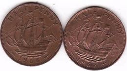 Great Britain - 2 X 1/2 Penny 1966 + 1967 - C. 1/2 Penny