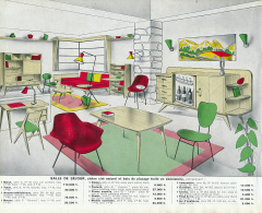 1956 : Mobilier, SALLE DE SEJOUR, Bahut, Table, Bureau, Fauteuil, Lampadaire, Guéridon... (2 Scans) - Other Plans