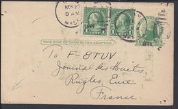 ETATS-UNIS - 1926 - Entier Postal 1+2 Ct Sur Carte Radio Amateur De Plymouth Vers Rugles (FR) - 1921-40