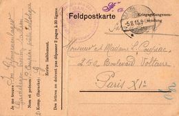 TB 2218 - MILITARIA - Carte En Franchise Militaire - Prisonnier COUPIAC Au Camp De GARDELEGEN Allemagne Pour PARIS - WW I