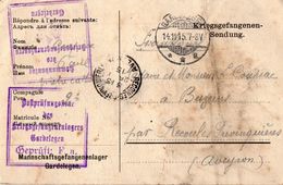 TB 2225 - MILITARIA - Carte En Franchise Militaire - Prisonnier COUPIAC Au Camp De GARDELEGEN Allemagne Pour BUZEINS - Guerre De 1914-18