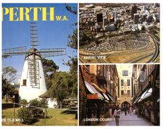 (320) Australia - With Very Special Label Stamp At Back Of Postcard - WA - Perth Windmill Etc - Perth