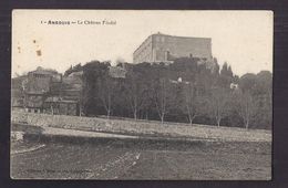 CPA 84 - ANSOUIS - Le Château Féodal - TB PLAN EDIFICE De Près Avec Village En Dessous + Route Vers Village - Ansouis