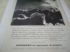 ANCIENNE PUBLICITE L AVION LOCKHEED DU PROGRES 1957 - Publicités