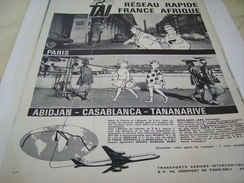 ANCIENNE PUBLICITE TRANSPORT AERIENS TAI 1961 - Pubblicità