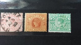 RARE LOT SET AUSTRALIA DUTY QUEEN VICTORIA 1890"S 2*1/2+1 1/2D HALF PENNY-THREE HALFPENCE STAMP TIMBRE - Used Stamps